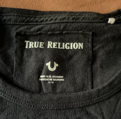 TRUE RELIGION Black w/ Red Floral Print LS “Crafted With Pride” Shirt T-Shirt L