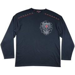 Red Ape Y2K Shirt Mens XXL Black Thermal Pullover Embroidered Streetwear Skater