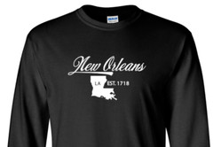 New Orleans Louisiana State T-Shirt Long Sleeve Graphic Tees Unisex Apparel