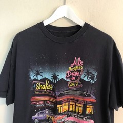 Vintage J. Galt T-Shirt 1984 Hot Rod Als Burgers Drive In Black Graphic Tee Sz L