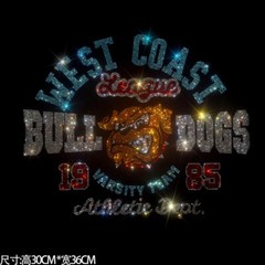 New Fashion Diamond Rhinestones Bulldog Luxury Men T-Shirt High Quality