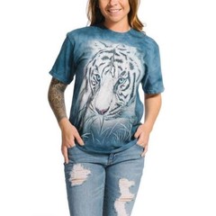 The Mountain Thoughtful White Bengal Tiger King Blue Animal Cotton Shirt S-3X