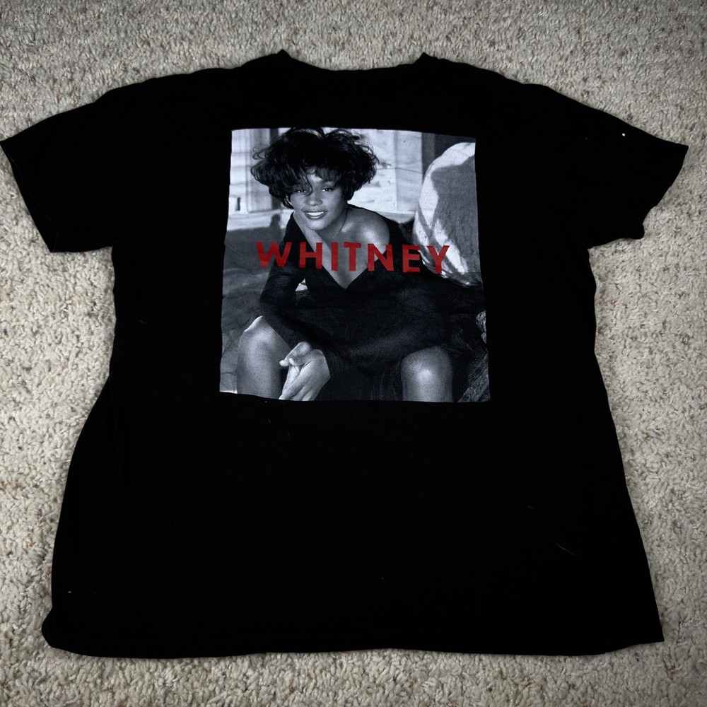Whitney Houston Black T-Shirt-Size Large, Ex Cond⭐️See photos with measurements!