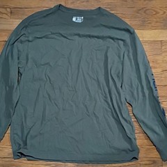 Carhartt Men’s XL T-Shirt Green Long Sleeve Crew Neck Loose Fit Logo TK0231-M