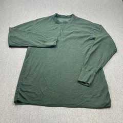 LL Bean Traditional Fit Lined River Henley Long Sleeve Shirt Mens Large Green