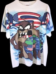 90s Vintage Taz USA T-Shirt Freeze Looney Tunes Large AOP 1995 $85