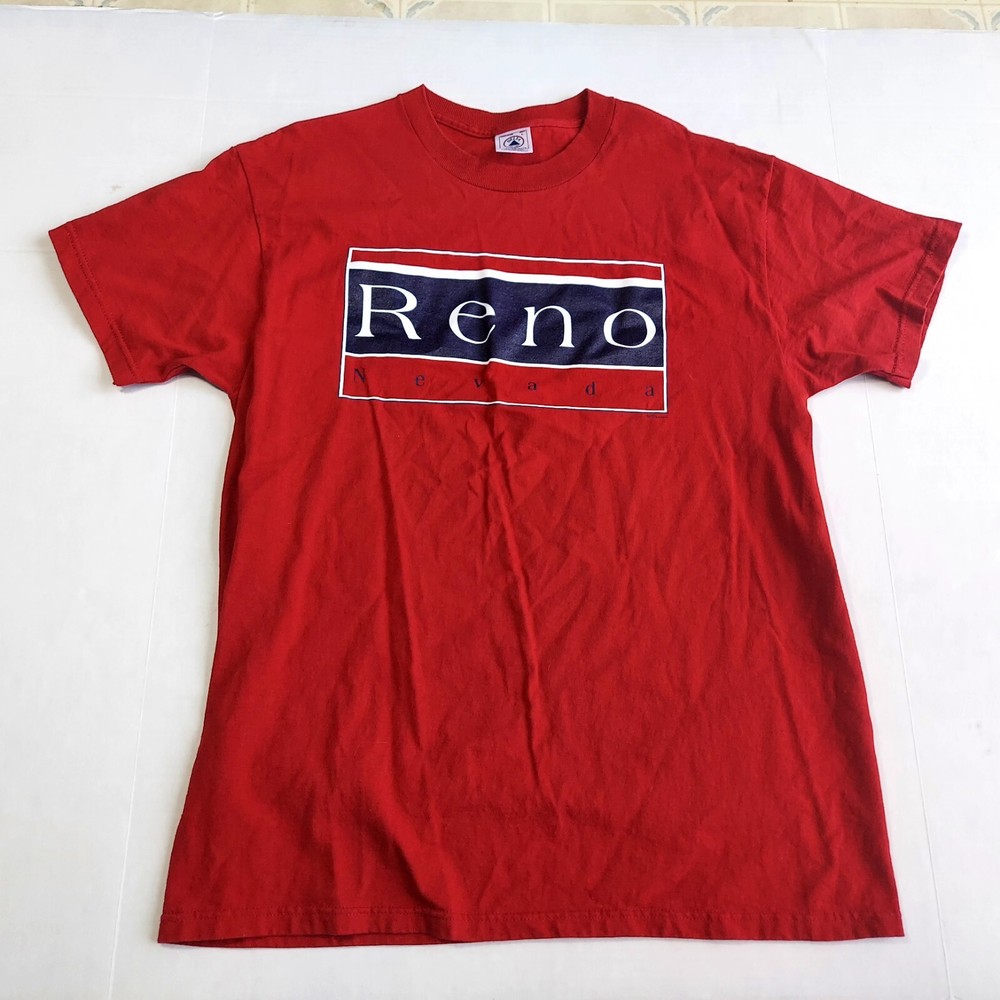 Vintage Reno Nevada T Shirt Mens Large Red Delta Pro Weight Short Sleeve