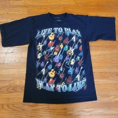 Hudson Creek Live To Play Electric Bass Guitar T-Shirt Rock Country Music Sz Med
