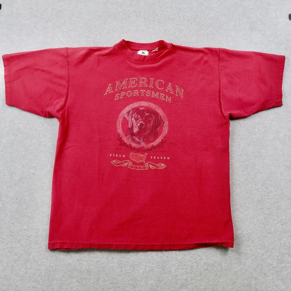 Vintage 90s Galt Sand Sportsmen T Shirt Mens XL Red Ribbed Dog Graphic USA