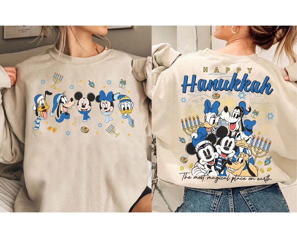 Mickey and Friends Happy Hanukkah Disneyland Family Christmas Unisex Tee 82901