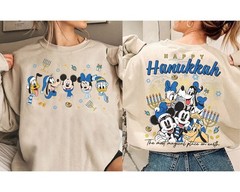 Mickey and Friends Happy Hanukkah Disneyland Family Christmas Unisex Tee 82901