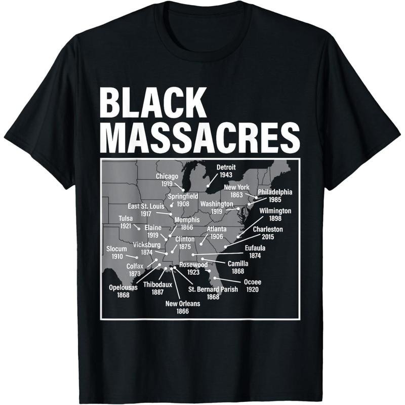 Black Massacres History Map Afro American Awareness Graphic Tshirt