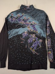 Vintage 90s Kombi Ski Turtleneck Shirt All Over Print AOP Skiers Longsleeve S