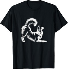 Funny Border Collie Dog Yoga Pose Art Design T-Shirt