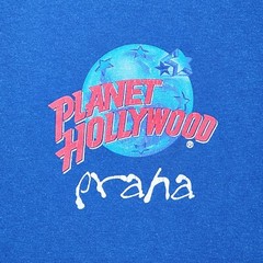 PLANET HOLLYWOOD T-Shirt Mens XL Blue Praha Prague Czech Republic VINTAGE