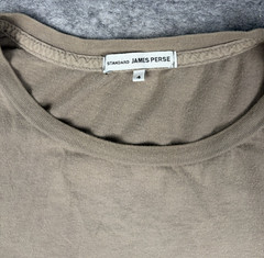 James Perse Standard Shirt Mens 4 Taupe Crew Neck Cotton Long Sleeve Made in USA