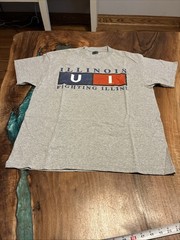 Classic University of Illinois Gray Large T-Shirt Delta Pro Weight Sz L Large