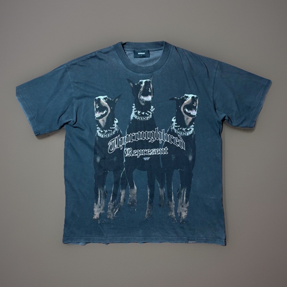 Represent Thoroughbred Doberman T Shirt Large Black Graphic Streetwear Tee