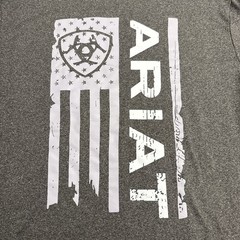 Ariat Shirt Men’s 2XL American Flag Tee Gray Casual Performance Stretch NWOT