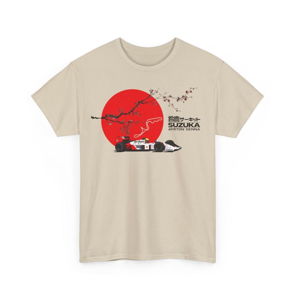 Ayrton Senna Suzuka T-Shirt Japan GP Rising Sun & Sakura Tee F1 Racing Fans Gift