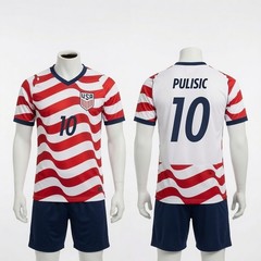 Custom Name USA Soccer Jersey Red White Stripe V-Neck Shirt For Fans