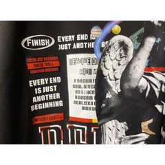 Mens Believe In Yourself Graphic T-Shirt Black Angel Flames Streetwear Size L