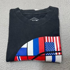 The North Face Shirt Mens Large Black Flag Graphic Logo Crewneck 100% Cotton