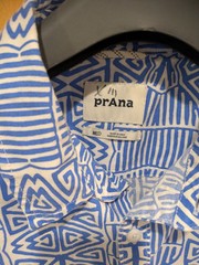 Prana Button Up Short Sleeve Organic Cotton/Recycled Polyester Medium