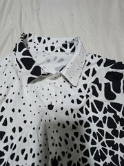 Men’s XL Black White Abstract Pattern Button Front Shirt Long Sleeve Collared