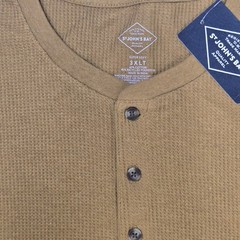 St. John’s Bay Men’s 3XLT Waffle Knit Henley Shirt Long Sleeve Mustard Gold NWT