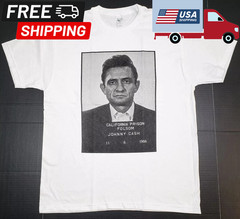 JOHNNY CASH T-shirt Distressed Mug Shot ,Heavy Cotton Tee, Size S to 5XL