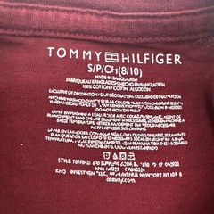 Tommy Hilfiger T-shirt Long Sleeve Youth Boy S 8-10 Burgundy Graphic Print.13961