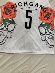 Rich Gang #5 Mesh Tank Top XXXL 3XL Roses Thorns Jersey Streetwear Hip Hop