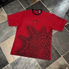 00s Y2K No Boundaries Spider Web Venom Tattoo Red & Black Graphic Tee – Large