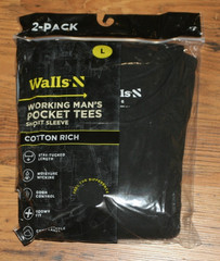 NIP Walls Working Man’s Pocket Tees S/S Cotton Rich – L – Black – 2 Pack