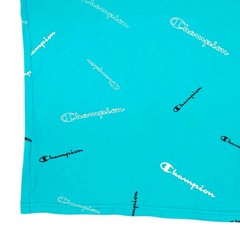 Champion Shirt Mens Medium Blue All Over Print Logo Graphic Tee T-Shirt Cotton