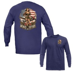 Vintage Military Woman American Flag Patriotic Military Veteran Long Sleeve