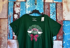 Men’s FRIENDS TV Show Central Perk Christmas Wreath T-Shirt SIZE 4X Green NEW
