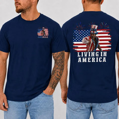 Apollo Creed Living In America T Shirt, Patriotic Boxing Fourth Of July Vintage