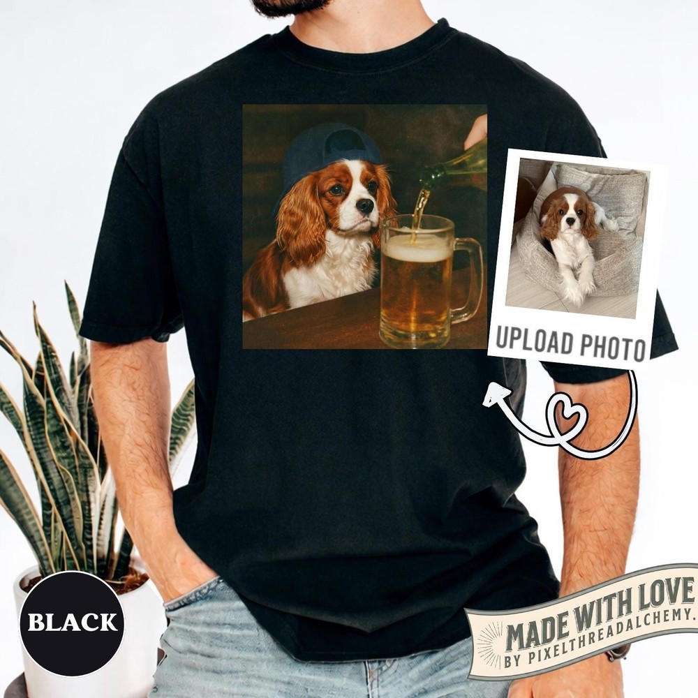 Funny Beer Drinking Dog Graphic Shirt Personalized Pet Meme Unisex Tee Gift