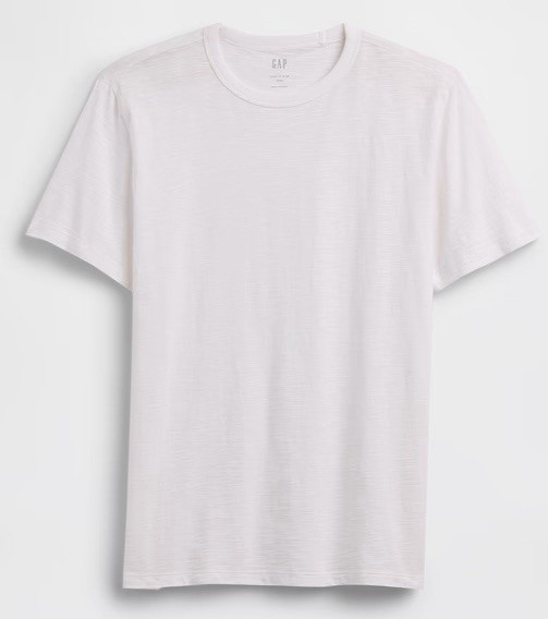 Gap Shirt Mens Medium White Lived-In Slub Crewneck Cotton Short Sleeve $30 MSRP