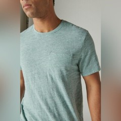 Lucky Brand Men’s Linen Blend Pocket Tee in Washed Green Size L