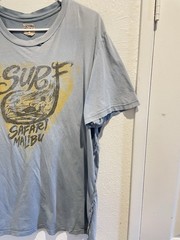 Big Star Surf Safari Malibu Shirt XL Blue Exposed Overlock Seam Graphic Tee
