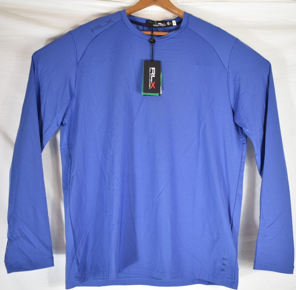 RLX Ralph Lauren Golf Performance T-Shirt Mens Large Blue Long Sleeve New