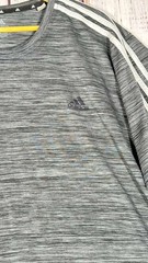 Adidas T Shirt Mens 3XLarge Gray Striped Short Sleeve Athletic Performance