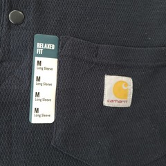 NWT Carhartt MEDIUM Relaxed Fit Heavyweight L/S Henley Pocket Thermal Shirt Navy