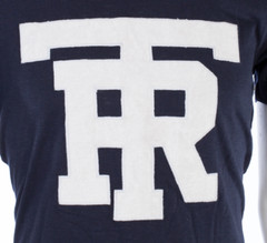 $79 TRUE RELIGION Navy UNIVERSITY OF TR Short Sleeve Applique Graphic T-shirt