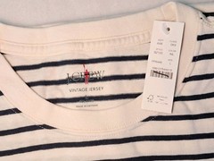 NWT J.Crew Size L Relaxed Vintage Wash T-Shirt Stripe Ivory Navy Lancet BZ100