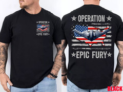 Operation Epic Fury US Flag Front Back Print T-Shirt