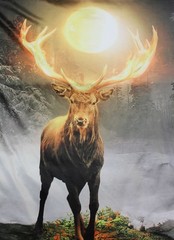 No Brand Dye-Sub Shirt, Deer w/Antlers, Short Sleeve, Poly/Spandex, 3XL